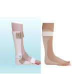 Two braces on lower legs; one hinged ankle, one solid ankle